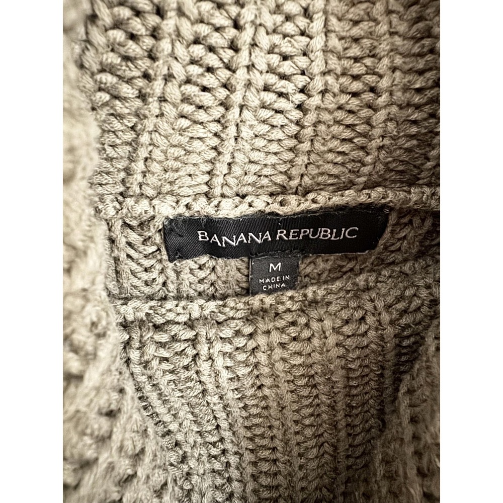 Banana Republic Olive Green Chunky Knit Turtleneck Sweater Size Medium - Picture 4 of 6
